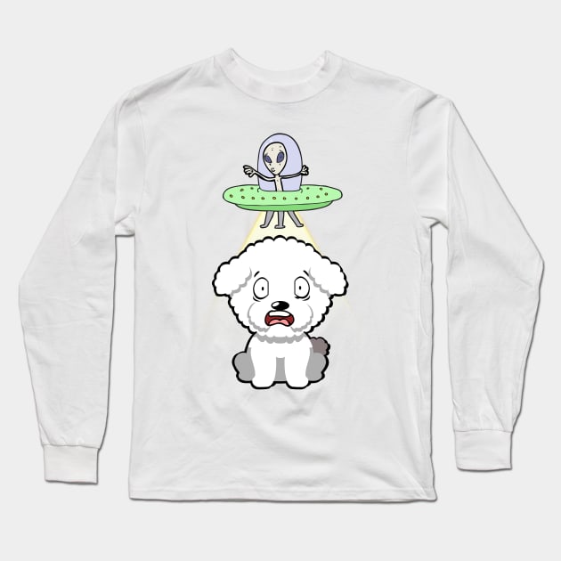 Cute furry dog is abducted by aliens Long Sleeve T-Shirt by Pet Station